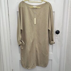 Max Studio Neutral Beige Long Sleeve Knit Shift Dress Size L